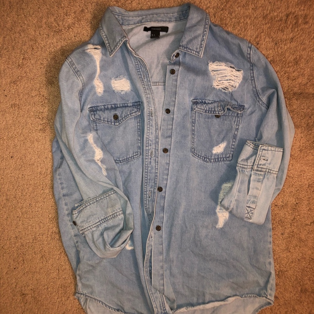 Forever 21 Jean Button Up